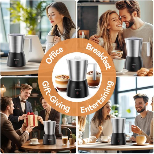 Secura 17oz Electric Milk Frother and Steamer, Stainless Steel Detachable Milk Jug, 4-in-1 Hot & Cold Foam Maker for Latte, Cappuccino & Hot Chocolate, BPA & Teflon-Free, Dishwasher Safe