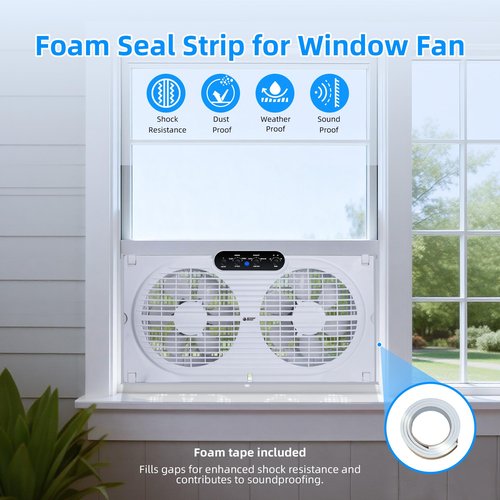 BEYOND BREEZE Twin Window Fan with Reversible Airflow, 9-Inch Window Fan with Remote Control and 3 Speeds, Expandable Window Exchaust Fans for Home Bedroom
