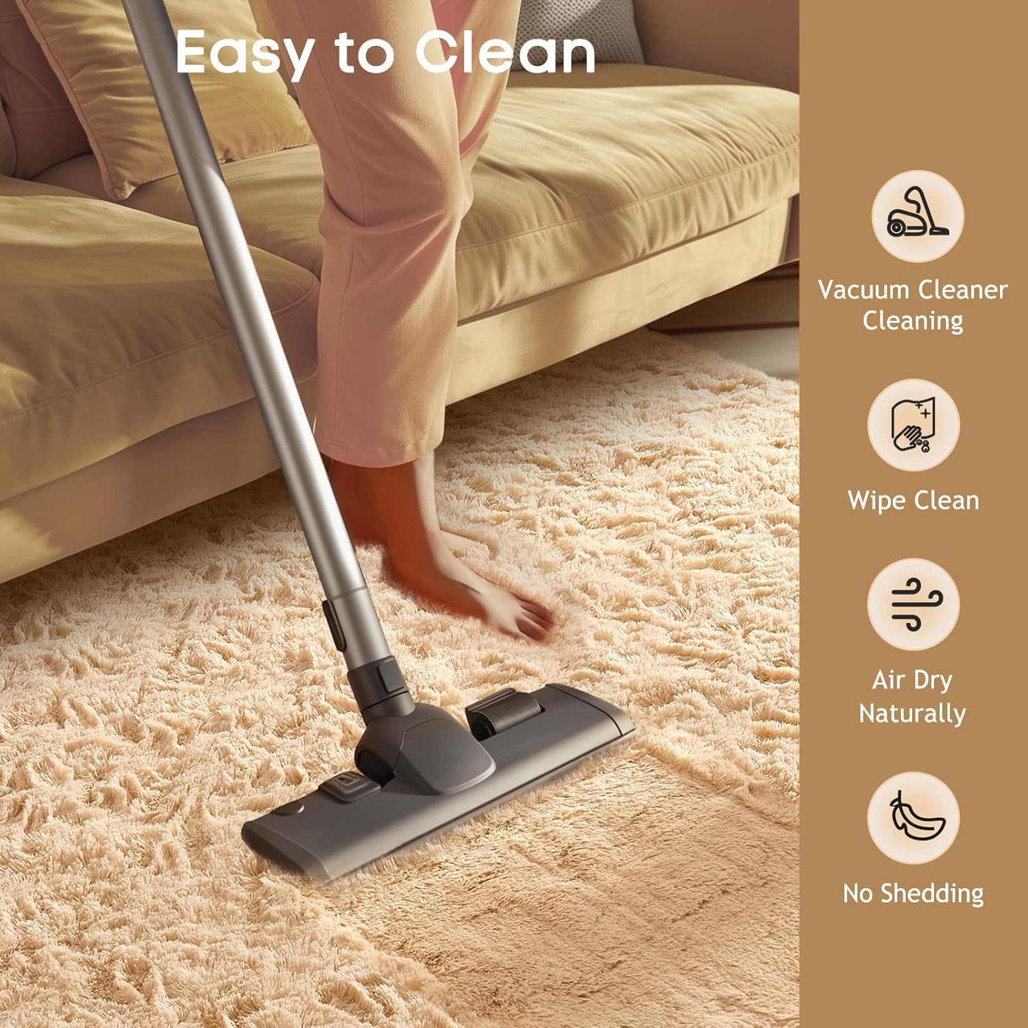 Ophanie Beige Area Rug - Fluffy Plush Shaggy Carpet for Bedroom & Living Room | 4x6 Indoor Decor