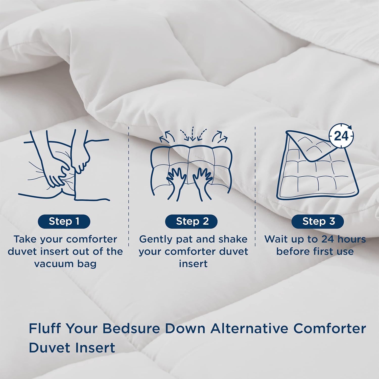 Bedsure Comforter Duvet Insert - All-Season Twin Size Quilted Bedding, GentleSoft Down Alternative, Light Grey 88 x 68 Inches