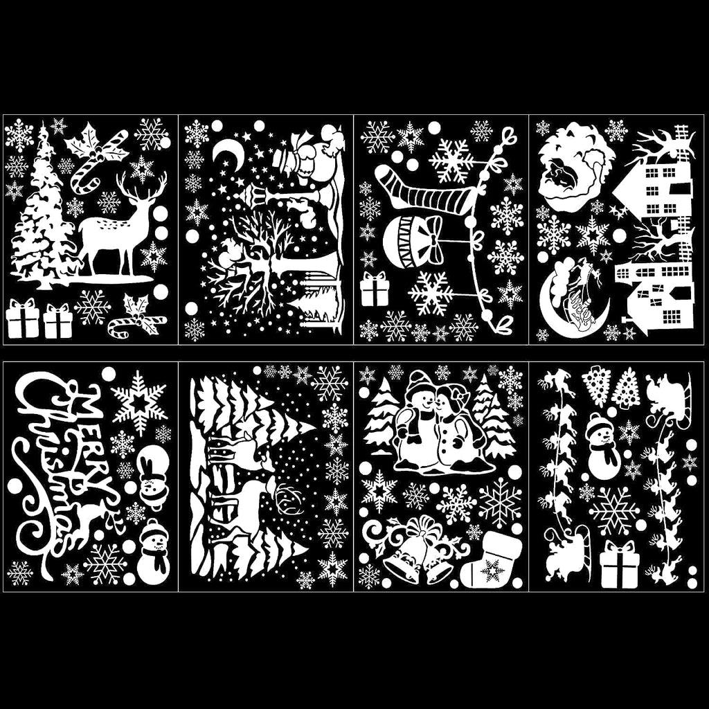 SULOLI Christmas Window Clings - 141 Static Snowflake Stickers for Festive Decoration | 8 Sheets