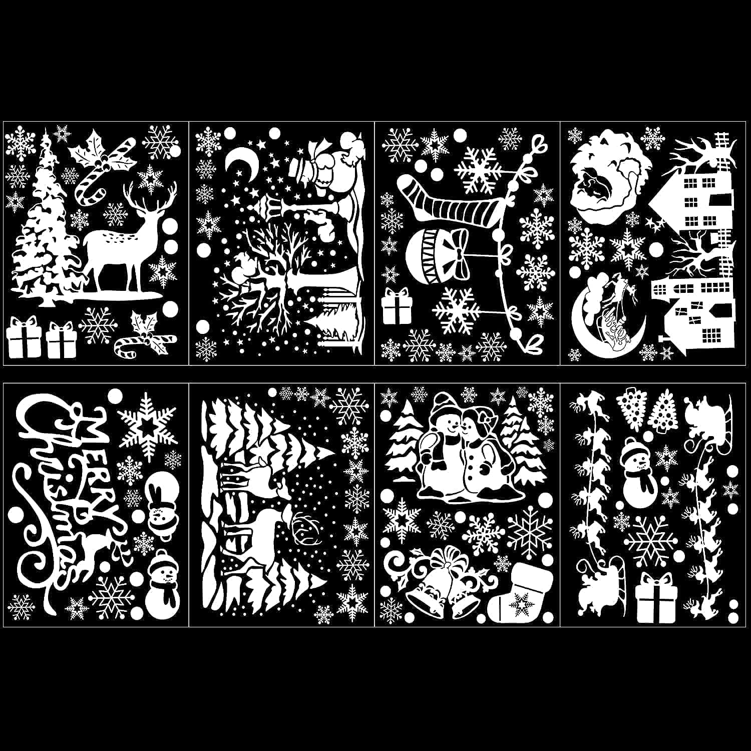 SULOLI Christmas Window Clings - 141 Static Snowflake Stickers for Festive Decoration | 8 Sheets