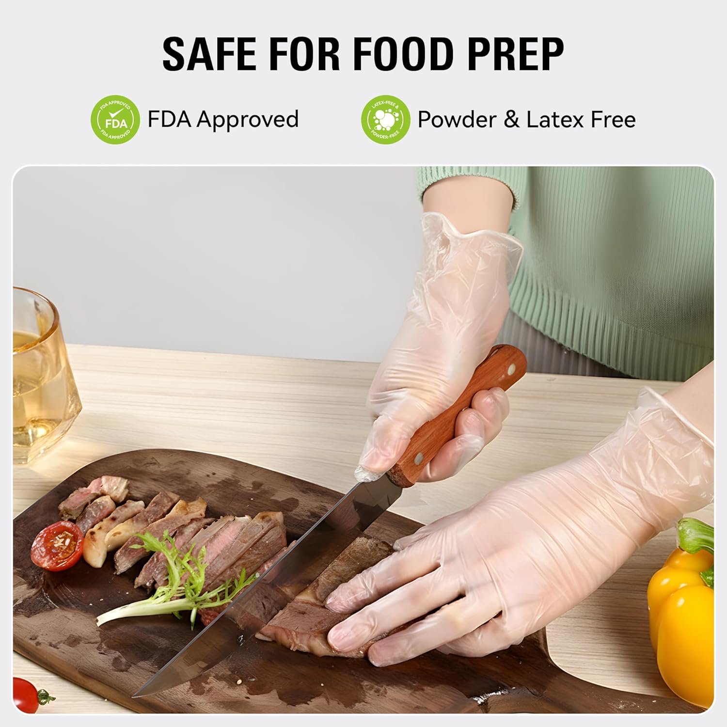 SWIFTLITE Disposable Vinyl Gloves - Food Safe, Latex-Free, Powder-Free Clear Plastic | Ideal for Cooking & Cleaning