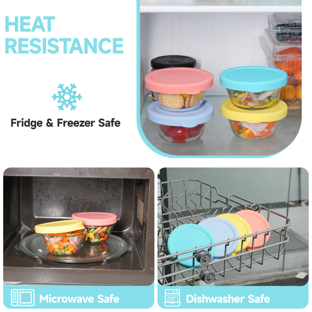 Purekra 4 PCS Silicone Replacement Lids for Pyrex and Anchor Hocking Glass Custard Cups 6oz, Prepware Dessert Cup Cover, Silicone Lids for Food Storage, Dishwasher Safe (Containers NOT Included)