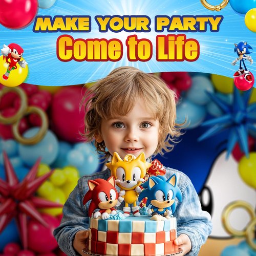 ALL-IN-1 Hedgehog Balloon Arch Kit with BONUS Rings & Starburst Balloons - Red Blue Yellow Balloons Garland for Cartoon Hedgehog Birthday Party Decorations & Party Supplies - Somic Party Decorations S