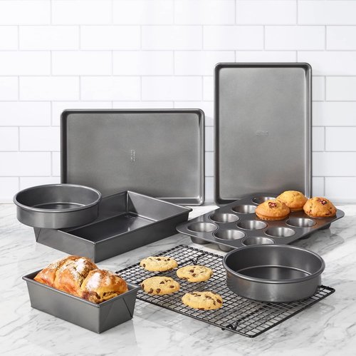 Chicago Metallic Bakeware Set - Professional Non-Stick 8-Piece Collection in Silver