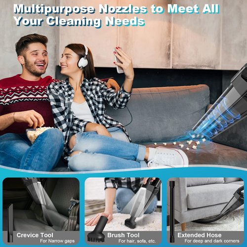 Blestan Handheld Vacuum - Cordless Portable Car Vacuum with LED Light & High Power Suction | Lightweight Rechargeable for Home & Office, Black