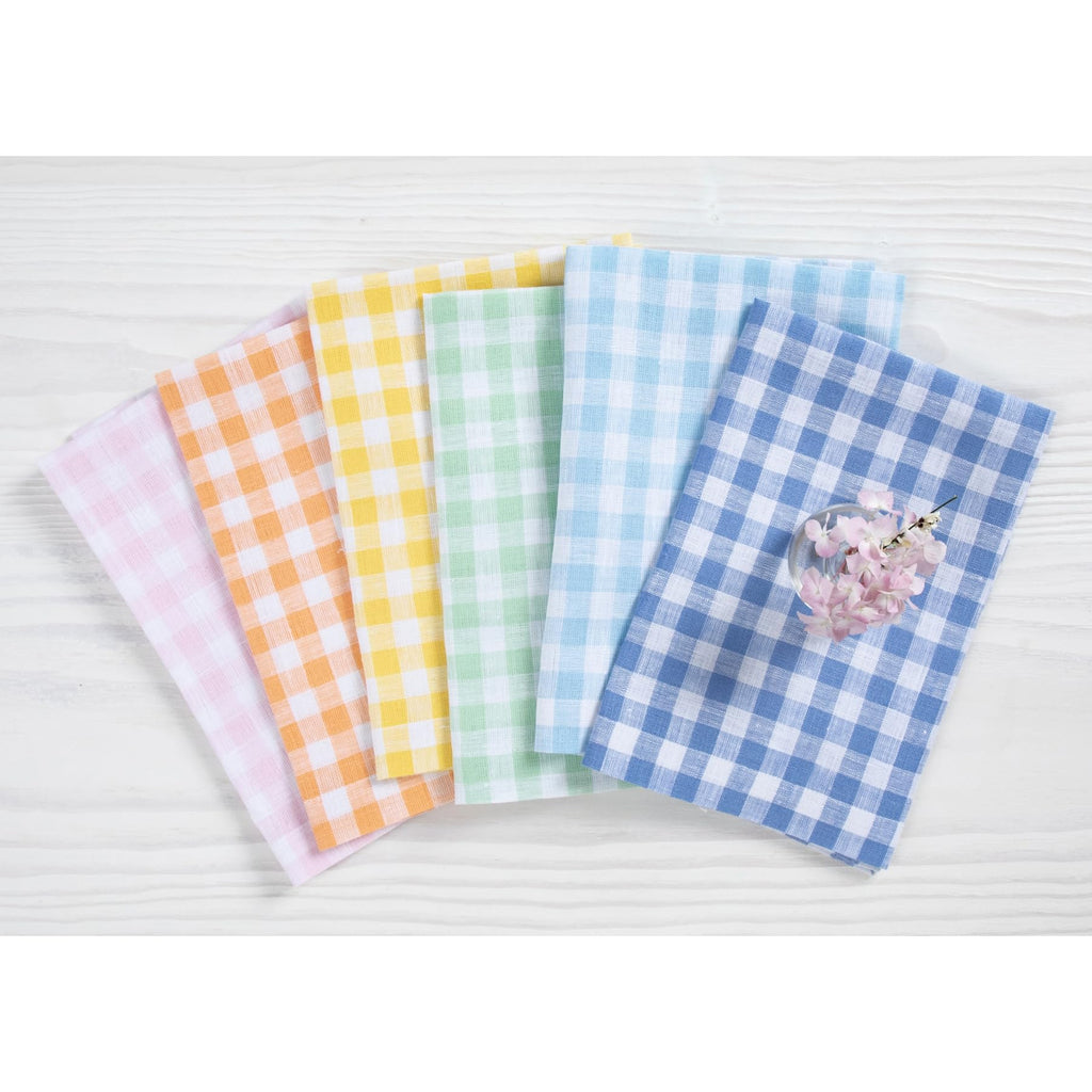Solino Home Linen Napkins Set of 4-100% Pure Linen Marshmellow Pink Gingham Check Dinner Napkins Cloth 20 x 20 Inch for Mothers Day, Spring, Summer