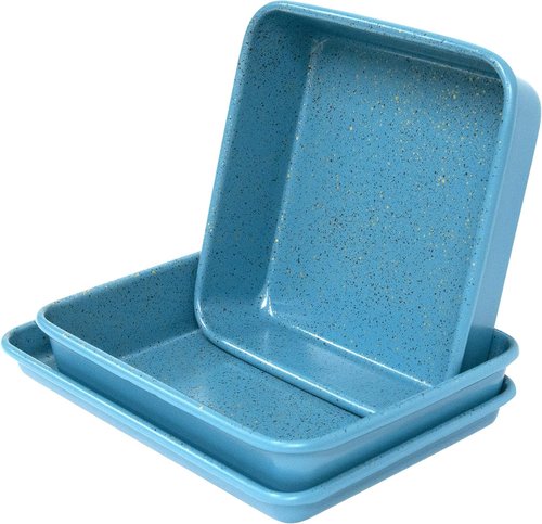CasaWare 3pc Ultimate Series Toaster Oven Bakeware Set - Durable Blue Granite Finish