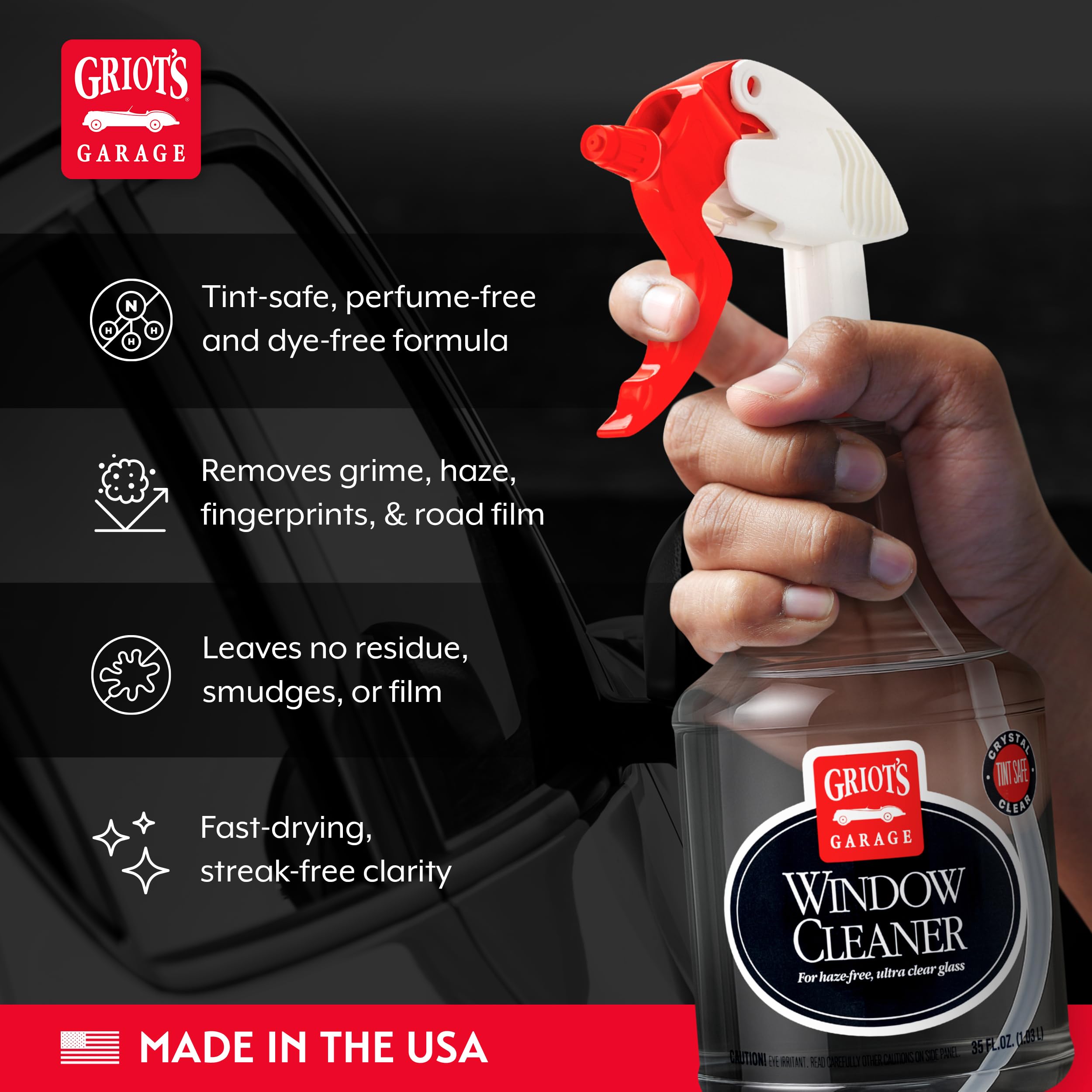 Griot's Garage Window Cleaner, Cleaning Spray for Automotive Windows, Mirrors, Shower Doors, and More, 11108, 35oz