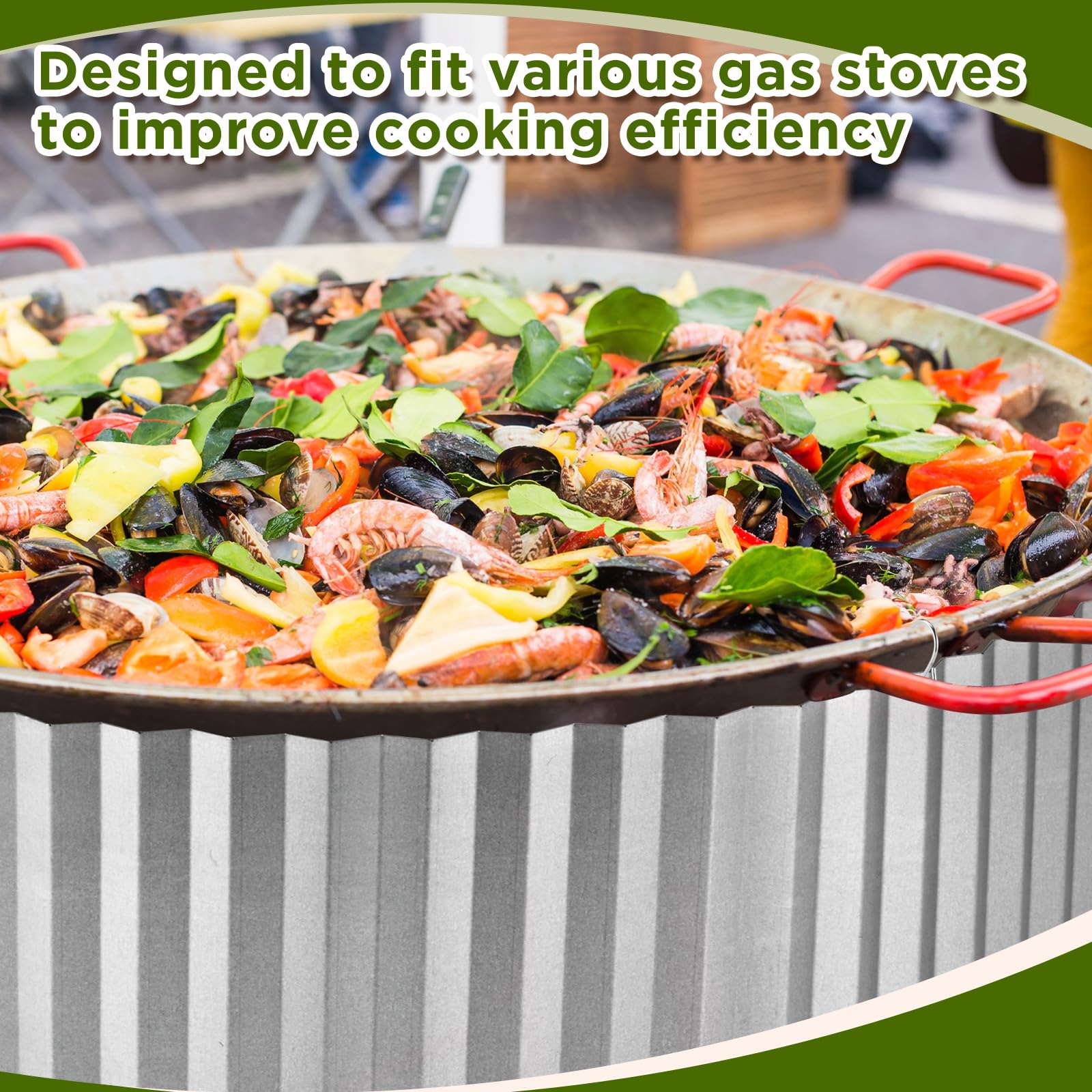 MorningRo Paella Gas Burner Windshields Compatible with up to 28 Inch Paella Pans, Portable Galvanized Steel Windshields for Camping Crawfish Boil Cooking Outdoor, Propane