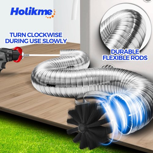 Holikme Dryer Vent Cleaner Kit - 42 Feet Flexible Lint Brush with Drill Attachment for Easy Cleaning
