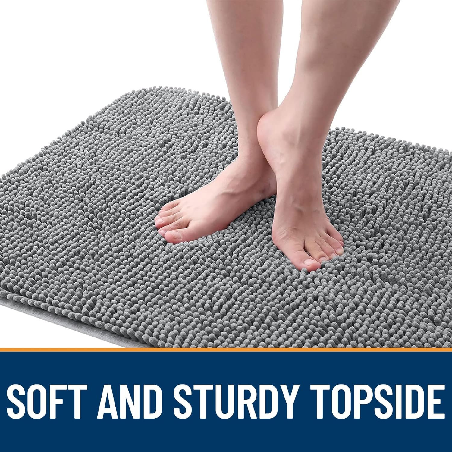 OLANLY Dog Door Mat - Absorbent Non-Slip Chenille Mat for Muddy Paws | 48x30 Inches, Quick Dry, Grey