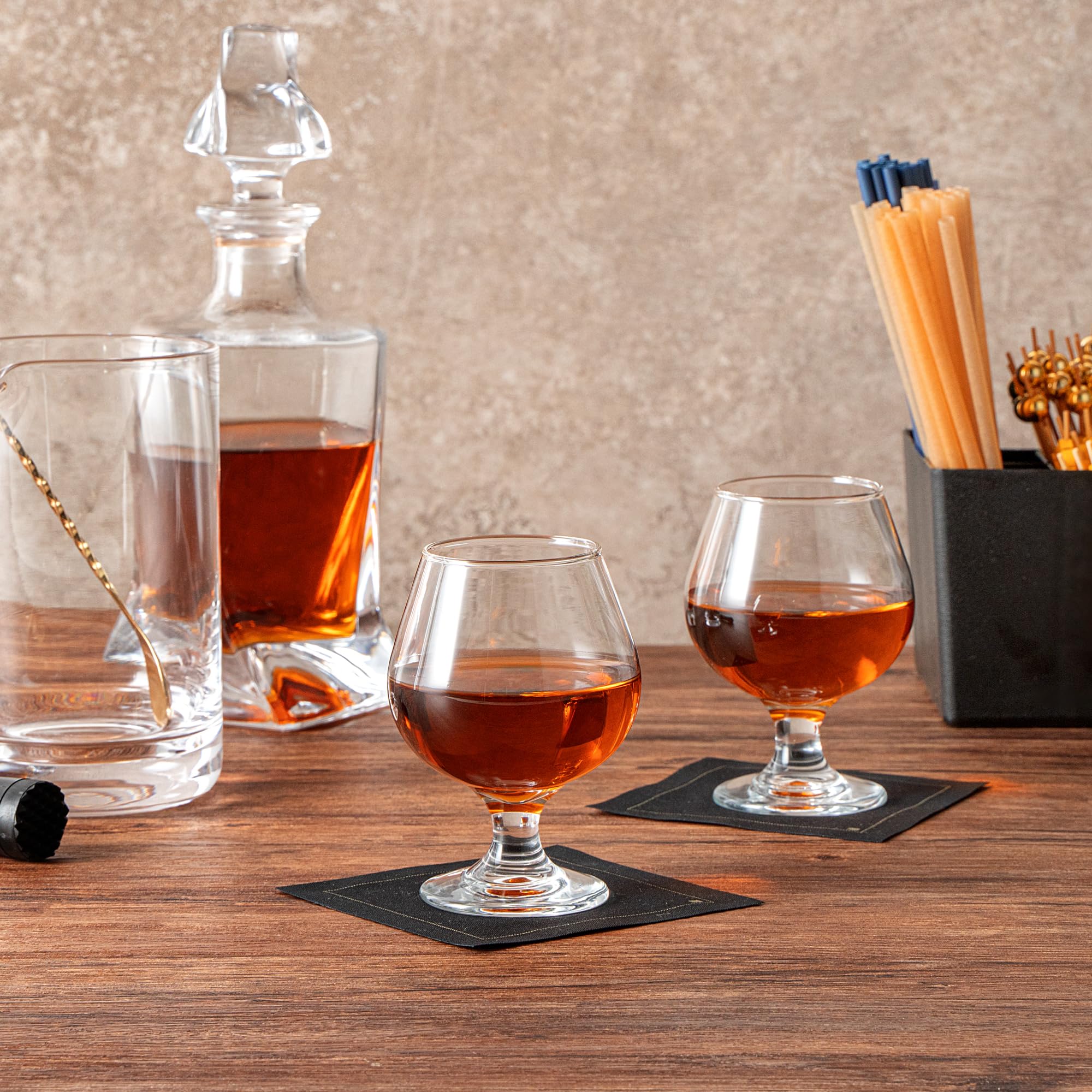 Restaurantware-Vetri 9 Ounce Brandy Snifters, 24 Stemmed Whiskey Glasses - No Lead, Dishwashable, Clear Glass Tumblers For Tasting Bourbon, Cognac, Scotch, Great For Spirit Drinks, Oid Fashioned
