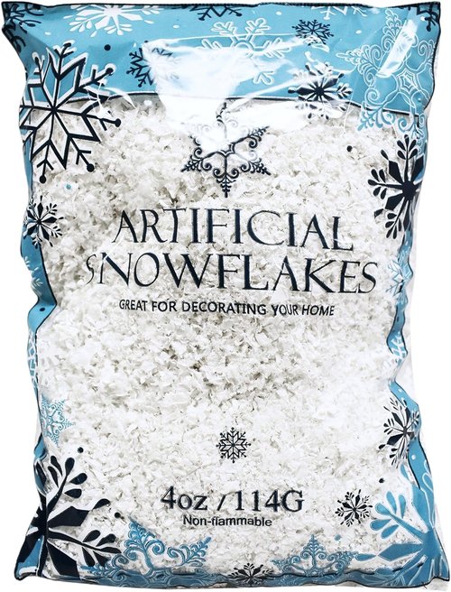 Black Duck Brand Snow Artificial Flakes - 4 Oz Bag of Festive Fake Snow for Crafts & Christmas Decor