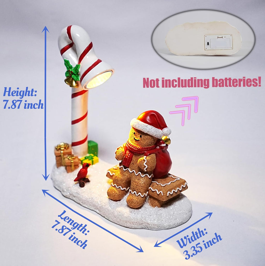 Skiennix Christmas Gingerbread Man Figurines - Cute Indoor Home Decor for Table Top Centerpiece
