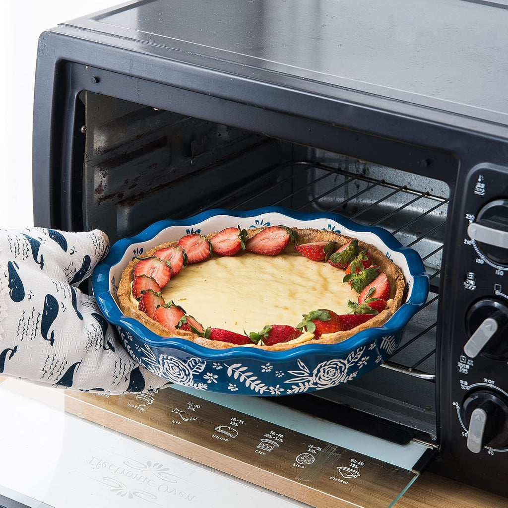 Wisenvoy Ceramic Deep Dish Pie Pan - Non-Stick Baking Dish for Perfect Pies | Durable & Easy to Clean