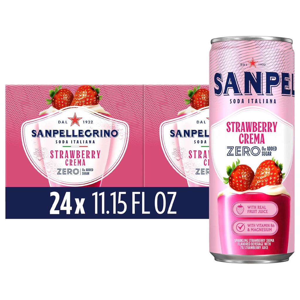 Sanpellegrino Strawberry Crema Italian Soda - 0g Added Sugar, Real Fruit Juice | 24-Pack
