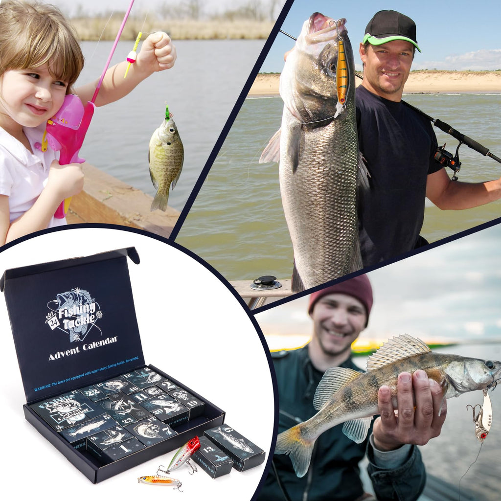 Advent Calendar 2026 Adult, Fishing Advent Calendar 24 Days Fishing Gifts For Men Christmas Countdown Fishing Tackle Lures Set for Men Teen Boys
