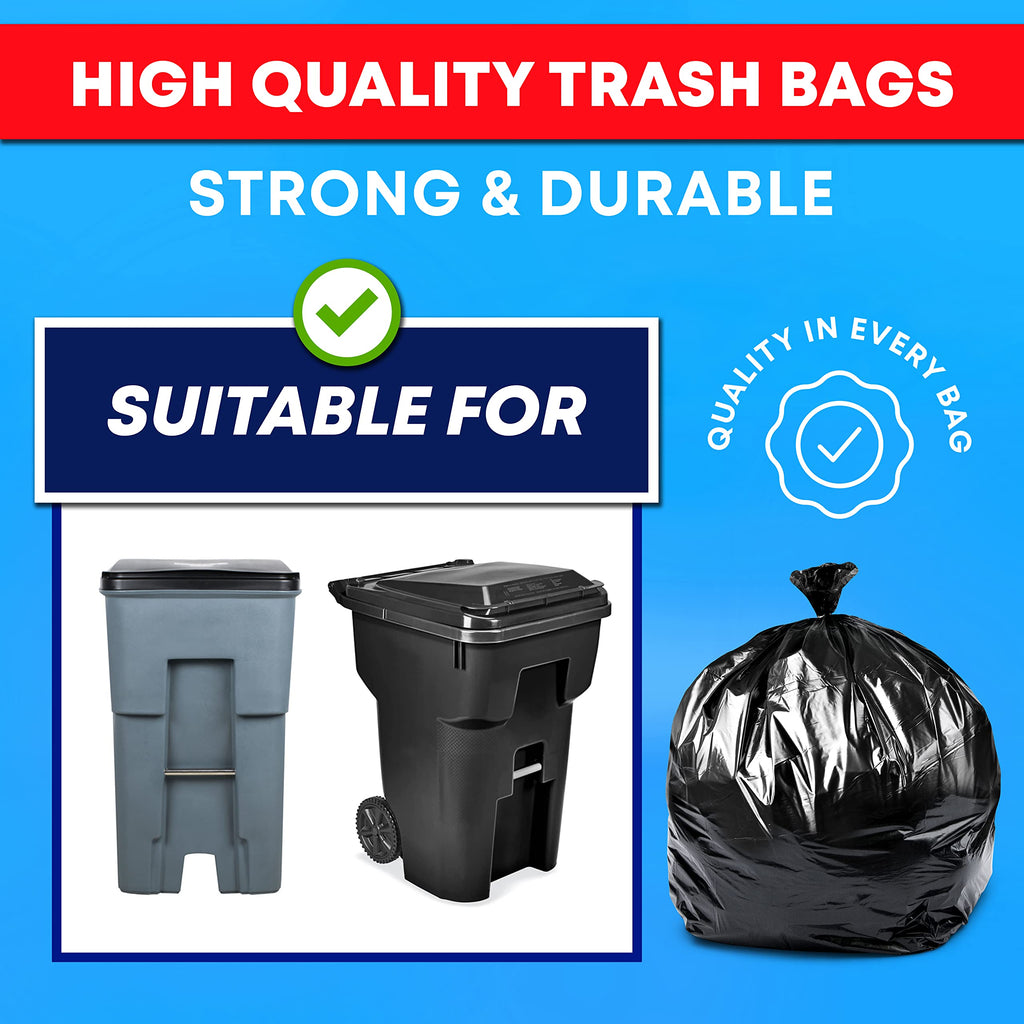 Tasker Contractor Garbage Bags 55 Gallon, 3 Mil Black Contractor Garbage Bag (50 Bags w/Ties) Large 55 Gallon Trash Bags Heavy Duty Liners, Extra Large Trash Liners for Construction, Industrial Bag