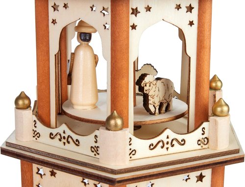 BRUBAKER Christmas Pyramid - 3-Tier Rotating Wooden Candle Holder - 18 Inch Hand-Painted Decoration - Brown