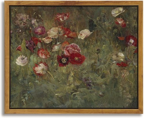 InSimSea Framed Wall Art - Floral Scenic Oil Painting Canvas Print for Rustic Bedroom & Office | 8x10in