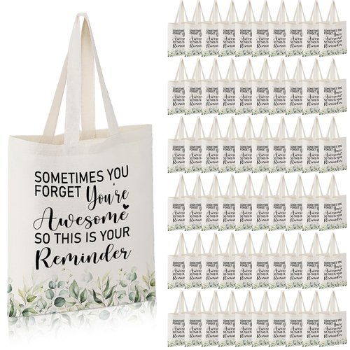 Roowest 60 Pcs Employee Appreciation Gift Totes Bulk Inspirational Canvas Bags Reusable Cotton Bag(Sometimes)