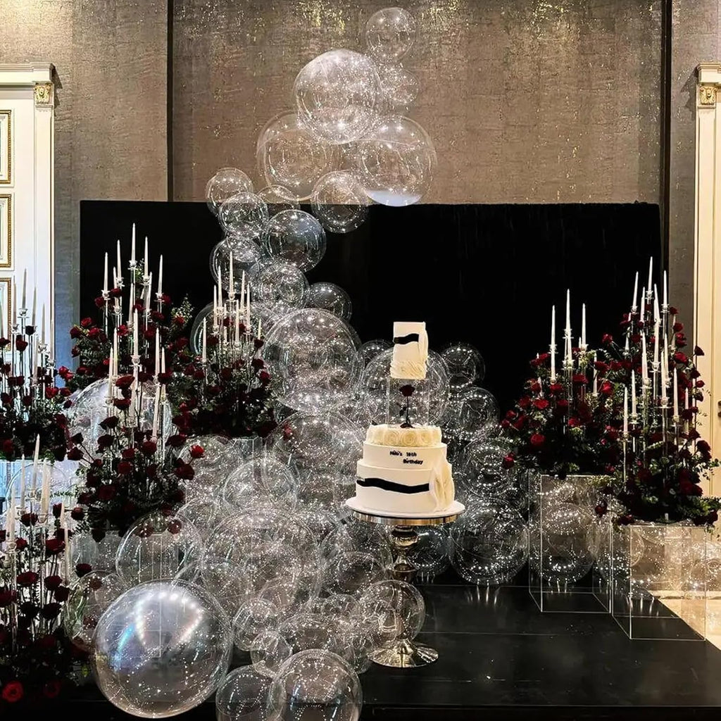 Voircoloria Clear Balloons Kit - 90 Pack of Transparent Balloons in 18/12/10/5 Inch Sizes for Parties & Events