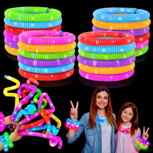 Glow Sticks | 36 PCS Camping Toys for Kids - Light-Up Pop Tube Bracelets & Necklaces for Parties