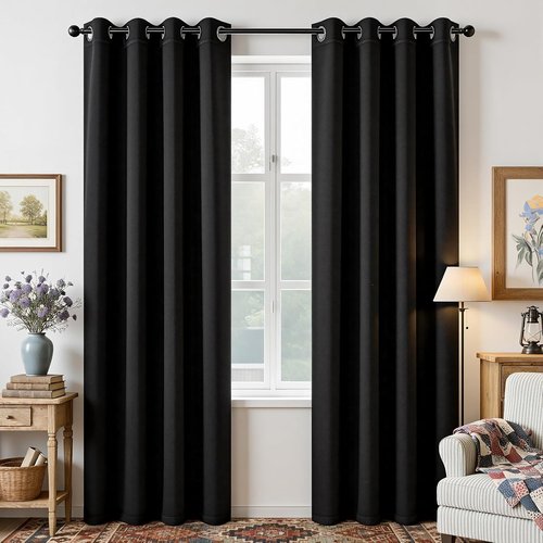 Joydeco Blackout Curtains - 84 Inch Thermal Insulated Light Blocking Drapes | Noise Reducing & Wrinkle-Free, 2 Panels