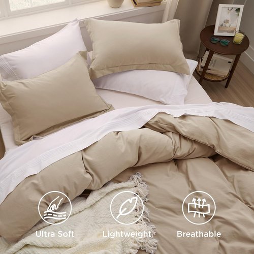 Bedsure California King Duvet Cover - Extra Soft Prewashed Cotton-Like Bedding Set, 104x98 Inches with Zipper Closure & 2 Pillow Shams