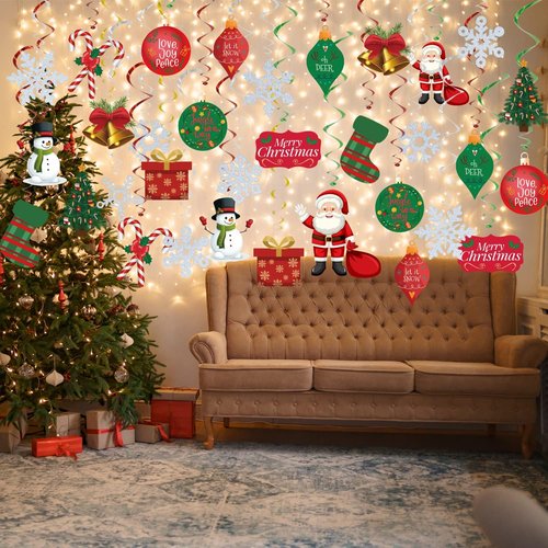 GOER Christmas Decorations - 36 Pcs Hanging Swirls for Festive Party Supplies
