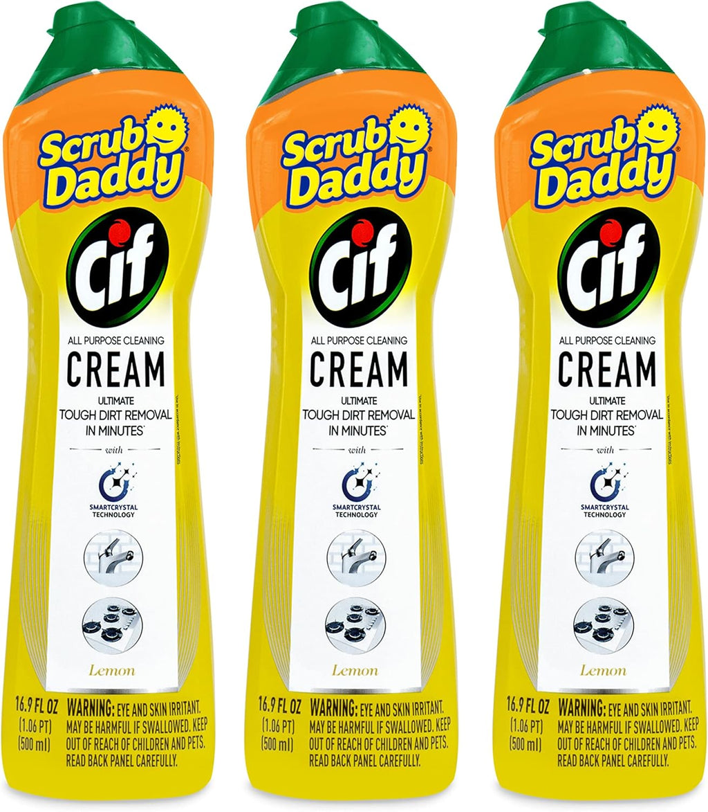 Scrub Daddy All-Purpose Cleaner Cream - Lemon Scent for Multi-Surface Use | 3 Pack (16.9 Oz Each)