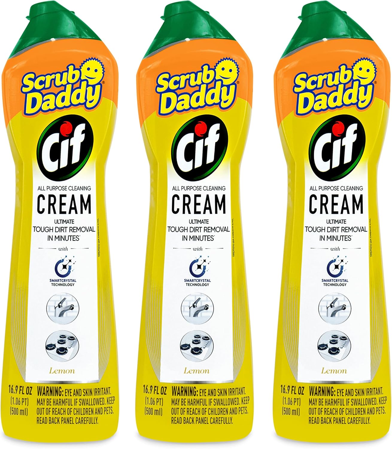 Scrub Daddy All-Purpose Cleaner Cream - Lemon Scent for Multi-Surface Use | 3 Pack (16.9 Oz Each)
