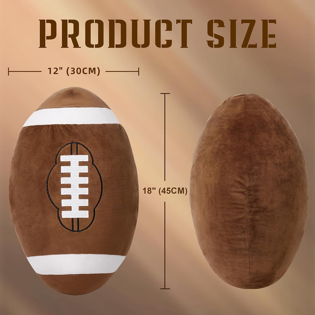 OurHonor Football Plush - 18" Soft Stuffed Throw Pillow | Fluffy 3D Sports Toy for Kids