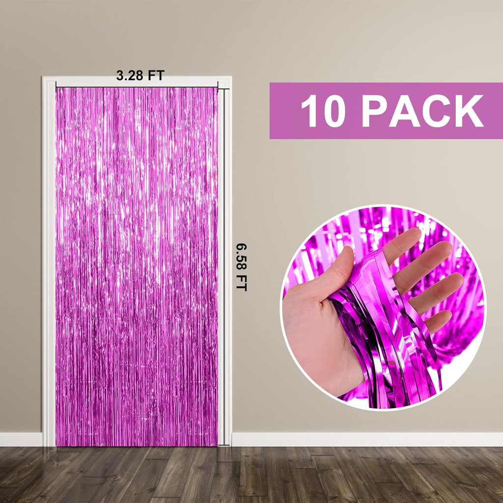 Skiennix Foil Curtain Backdrop - 10 Pack Metallic Tinsel Fringe for Parties & Celebrations
