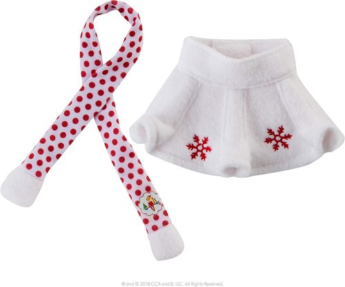 Elf On The Shelf | Claus Couture Collection Snowflake Skirt & Scarf - Red & White Holiday Outfit