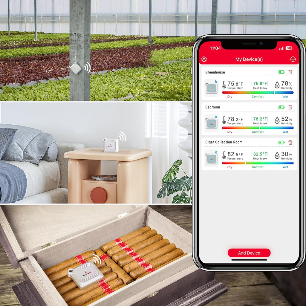 ThermoPro Bluetooth Thermometer - 260FT Range Temperature & Humidity Monitor | Remote App Control & Data Logging (TP351)