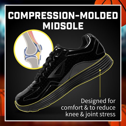 3N2 Men's Reaction Vx1 Basketball Referee Officials Shoe, Black Patent Leather, 6.5