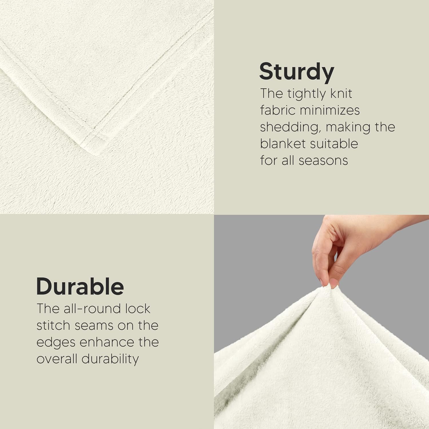 Utopia Bedding Fleece Blanket - King Size Ivory | Luxury Soft 300GSM Anti-Static Microfiber (90x102 Inch)