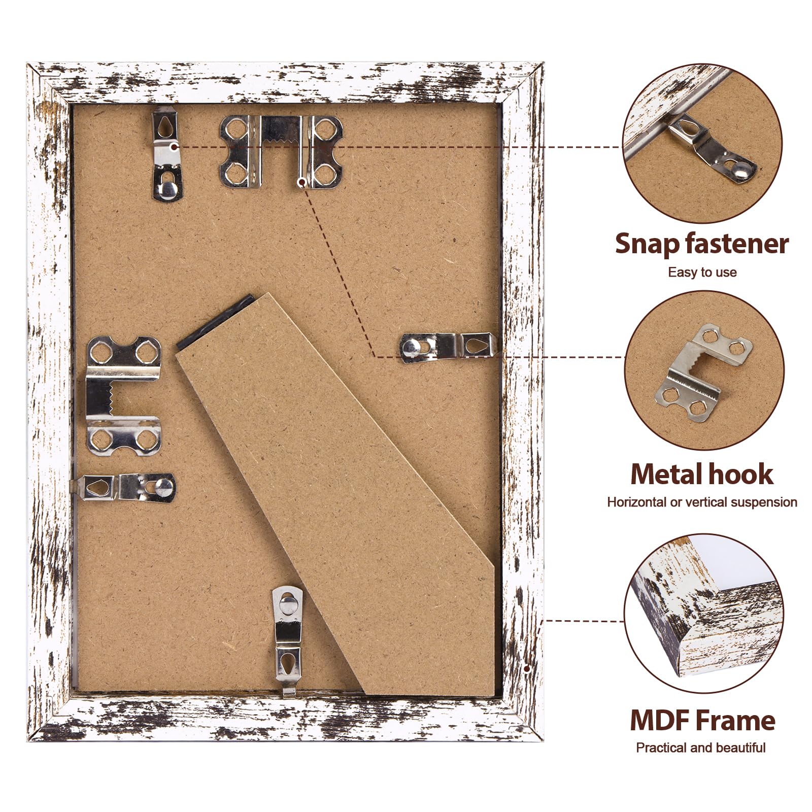 Fixwal 5x7 Picture Frame Set of 5, Vintage Multicolour Photo Frames with Tempered Glass, Decorative Art for Wall Hanging and Tabletop Placement, Display 4x6 with Mat or 5x7 Without Mat
