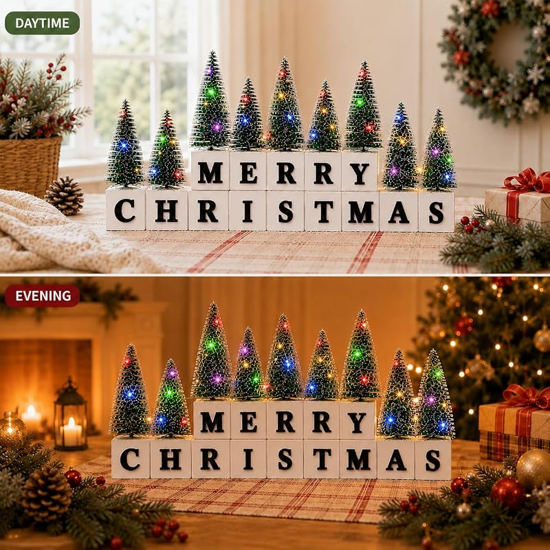 Multicolor Lighted Christmas Table Decor with 3D Merry Christmas Letters