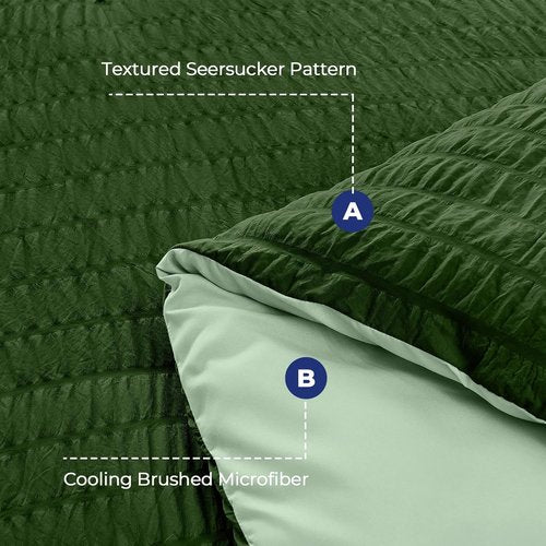 HYMOKEGE Queen Comforter Set - All Season Luxury 7-Piece Bedding in Dark Green/Sage Green