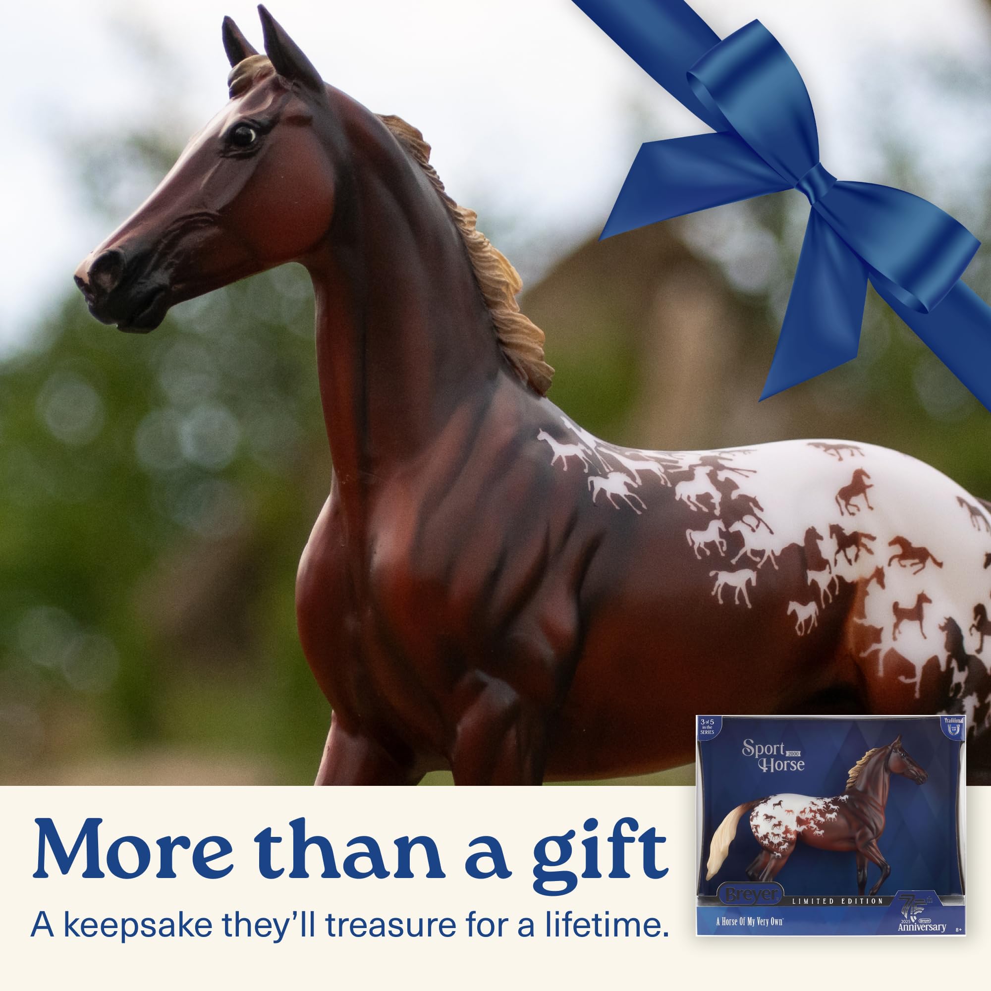 Breyer Horses Traditional Series – 75th Anniversary Sport Horse “Lonesome Glory” | Hand-Painted Thoroughbred Model with Flaxen Red Chestnut Blanket Appaloosa Coat | 1:9 Scale Collector Figurine