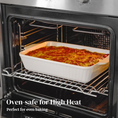 DOWAN Casserole Dishes Set - Ceramic Bakeware for Oven | 3-Piece Deep Lasagna Pan Set in Soft White (15.6''/12.2''/8.9'')
