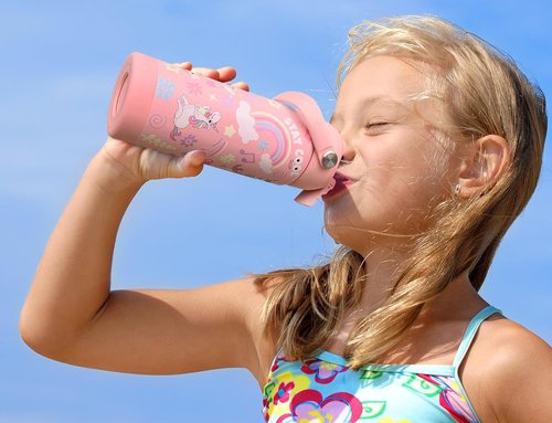 DLOCCOLD Kids Insulated Water Bottle - Leak Proof Straw Lid, Double Wall Stainless Steel | Reusable Tumbler for Travel
