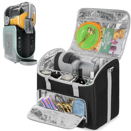 YARWO Travel Bag Compatible with Ninja Slushie Machine FS301, FS300 & FS299, Waterproof Carrying Case with Flexible Dividers and Board for Smoothie Machine, Bottle, Cups, Fits for Travel, Camp, Party