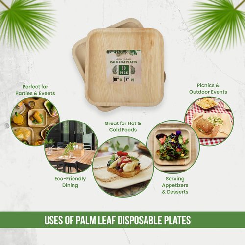 Palm Leaf Plates 6 Inch (100 Pack), Square Bamboo Plates Disposable, Eco-Friendly, Biodegradable & Compostable Bamboo Appetizer Plates, Perfect Dinnerware for Desserts, Snacks, Parties & Events