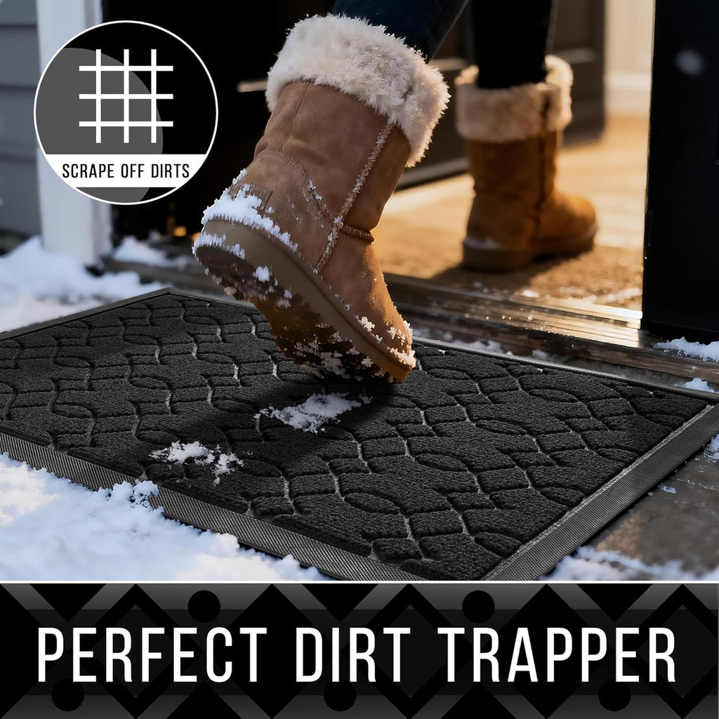 Yimobra Outdoor Doormat - All-Season Waterproof, Heavy-Duty Non-Slip | 29.5x17 Inches, Black