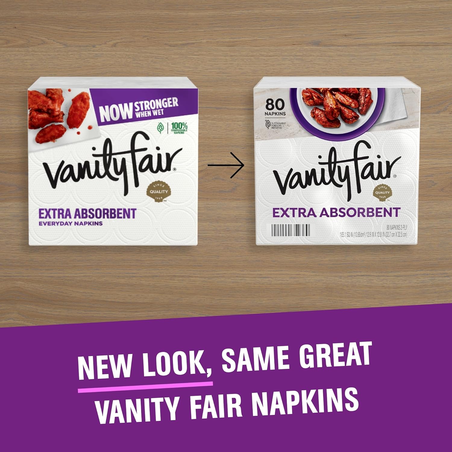 Vanity Fair Premium Paper Napkins - Extra Absorbent & Durable | 80 Count for Everyday Use